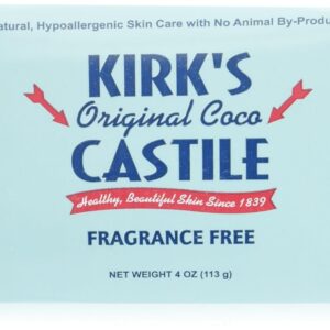 Kirk’s Original Coco Castile Bar Soap Fragrance Free 4 Ounces (5 Pack)