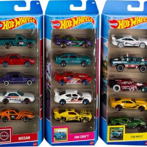 Hot Wheels Toy Cars or Trucks 5-Pack Bundle, 3-Themed Sets of 5 1:64 Scale Die-Cast Vehicles for Kids & Collectors, 15 Total (Styles May Vary)